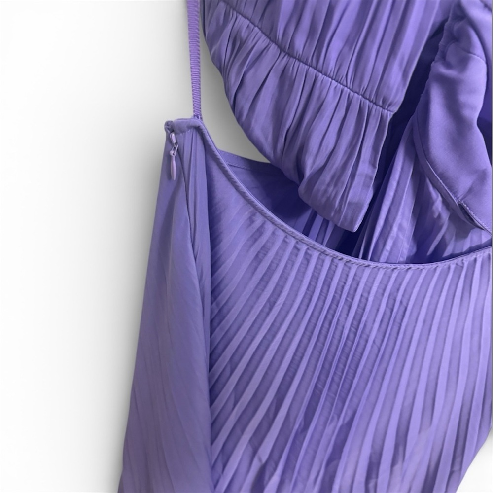 A.L.C. Moira Pleated Purple Halter Maxi Dress Size 14 - Picture 8 of 9